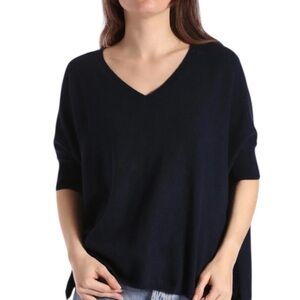 Minnie Rose 100% Cashmere Pow Wow Short Sleeve V-Neck‎ Pullover Sweater Size XS